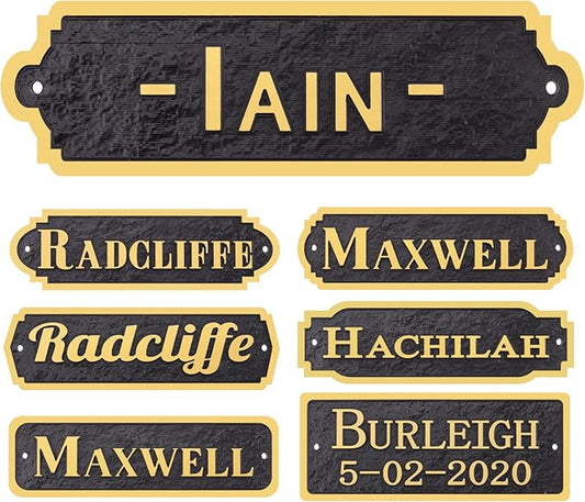 Acrylic Horse Stall Name Plate, 2.4" x 8" Personalized Stall Signs, UV Protected, Custom Pet Name Sign, All Weather Adhesive, Mounting (Gold, Style 4)