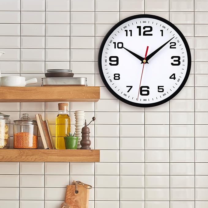 Silent Wall Clocks Battery Operated 12 Inch No Ticking Modern Analog Clock