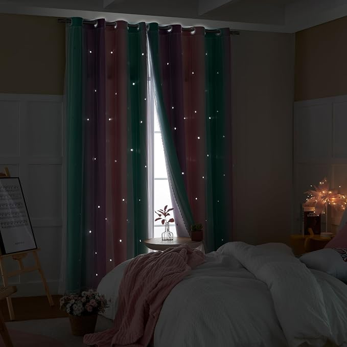 XiDi Curtains for Girls Bedroom Kids Room Unicorn Princess Theme Room Darkening
