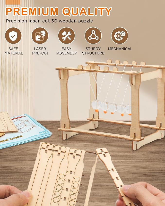 Poraxy 5 Set STEM Science Kits for Kids Age 8-12, Wooden Building STEM Projects 8-10, 3D Puzzles, Experiment Circuits Model, Toys for Ages 8-13, Gifts for Boys and Girls 6 7 8 9 10 11 12 13 Years Old