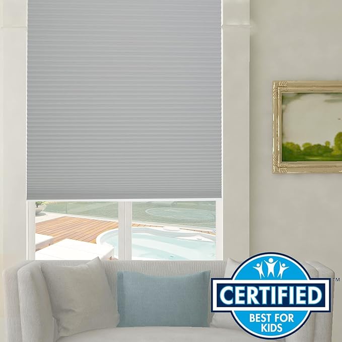 Persilux Blackout Cellular Shades Cordless Window Shades Bottom up Pleated Window Blinds Thermal Insulated Honeycomb Blinds for Windows, Home and Office, Dark Grey, 28" W x 72" H