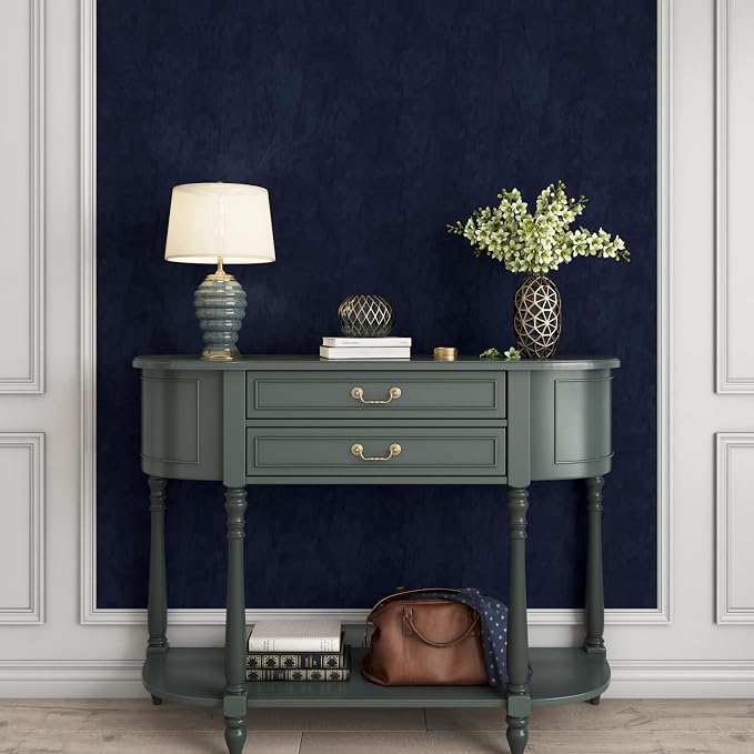 YENHOME 30"X393" Self Adhesive Blue Felt Fabric Wallpaper Peel and Stick Blue
