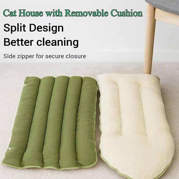 Expectation Cat Bed, Removable and Washable Winter Closed-Off Cat Bed, Soft Fluffy Warm Autumn/Winter Cats House, Washable Non-Slip Pet Sleeping Bag for Indoor Cats Small Dogs (E,Large)