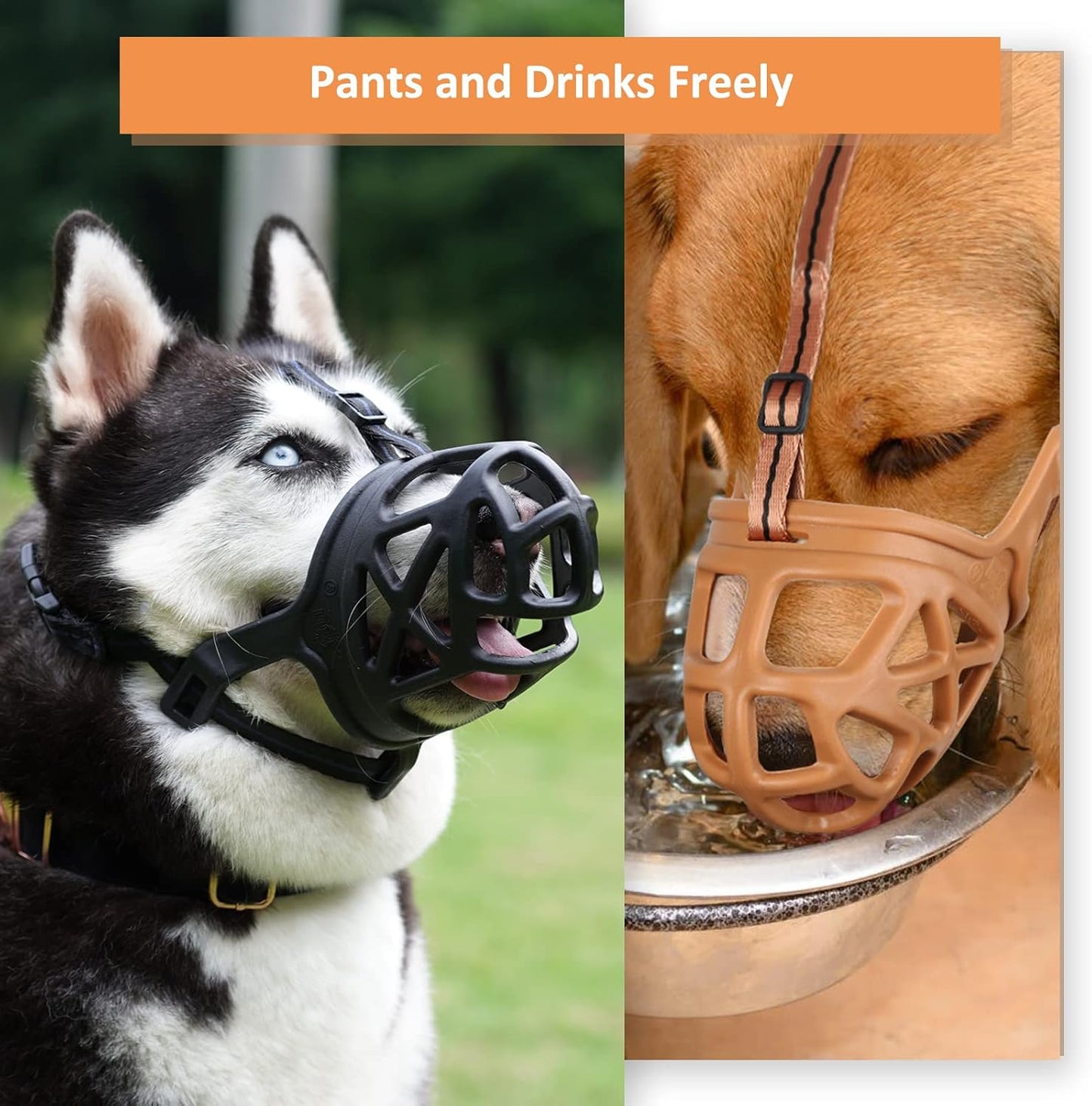BARKLESS Dog Muzzle, Basket Muzzle for Biting, Chewing and Scavenging, Humane Cage Mouth Cover, Perfect for Grooming and Training Large Aggressive Reactive Dogs (XL, Black)