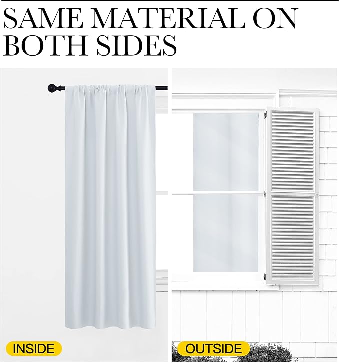 NICETOWN Greyish White Window Curtain Panels, RV Bunk Curtains, Thermal