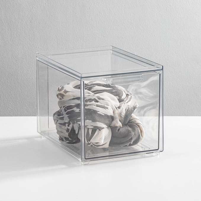 Clear Stackable Shoe Drawer Boxes, 4 Pack