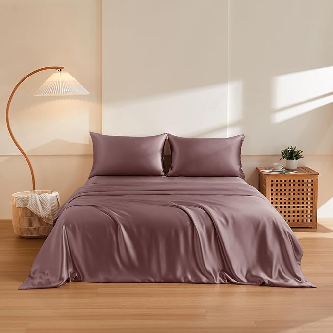 THXSILK 100% Pure Mulberry Silk Duvet Cover Set 3 Piece, 6A+ Grade Luxury Soft Bedding Silk Sheets for Hair and Skin, 1 Pcs Duvet/Quilt/Comforter Cover with 2 Zippered Pillowcases (Purple, King)