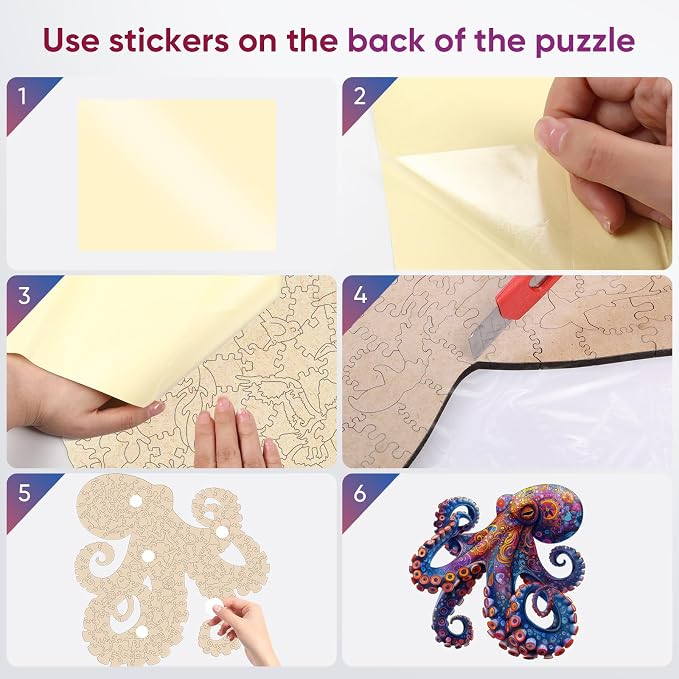 Mys Aurora Octopus Puzzles for Adults, 300 Pieces Wooden Jigsaw Puzzles | 5MM Thick Unique Shape Puzzle Ocean Wood Puzzles for Adults and Kids Birthday Gifts Family Game 12.7 x 13 Inch