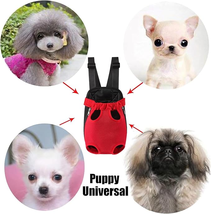Dog Carrier Backpack, Adjustable Puppy Front Carrier Backpack, Ventilated Dog Chest Carrier for Hiking Camping Travel, Sling Bag for Small Medium Dog Cat Rabbit Puppies, Suit 13-15 lbs (Beige, XL)