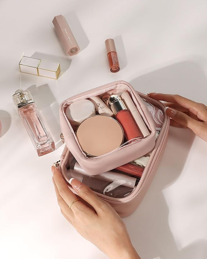 Pocmimut Makeup Bag,Mini Makeup Bag Cute Pouch Purse Organizer Travel Essentials,Clear Makeup Pouch for Car Accessories for Women,Pink