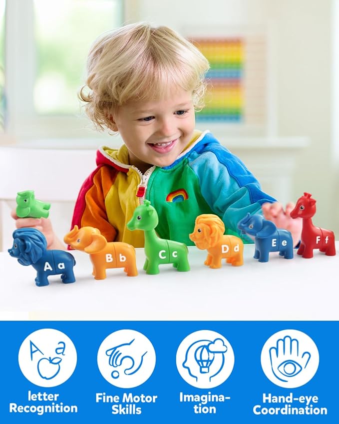 Coogam ABC Letters Matching Game, 26PCS Alphabet Fine Motor Skill Color Shape Recoginition Preschool Educational Montessori Learning Toys for 2 3 4 Years Old Toddlers