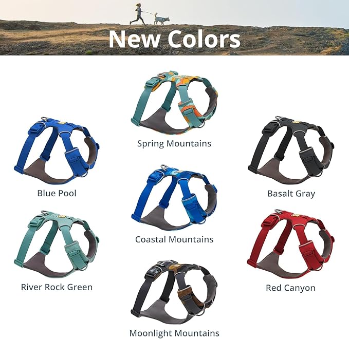 Ruffwear, Front Range Dog Harness, Reflective Soft Padded Everyday Harness with Dual Leash Clips, Adjustable and Lightweight Fit for Training or Walking for All Dogs, Red Canyon, XX-Small
