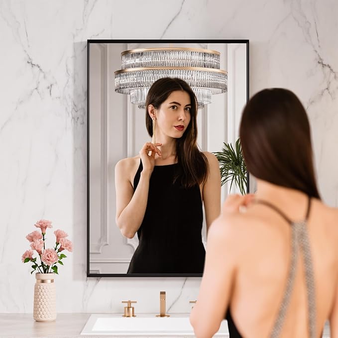 LOAAO Black Bathroom Mirror 24"X36"