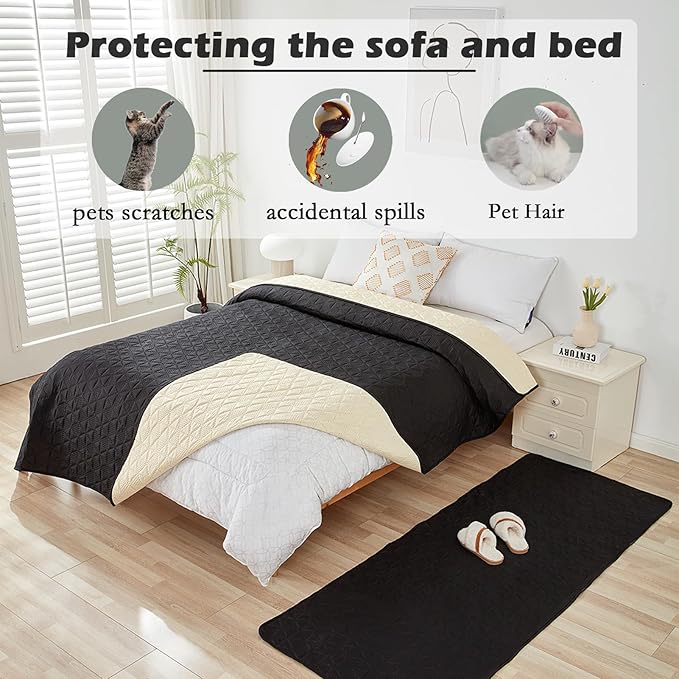 Waterproof Dog Bed Cover Pet Blanket, Soft Pet Couch Covers for Sofa Washable, Bed Couch Sofa Furniture Protector for Puppy Cat Kids (Black,130 * 210 CM)