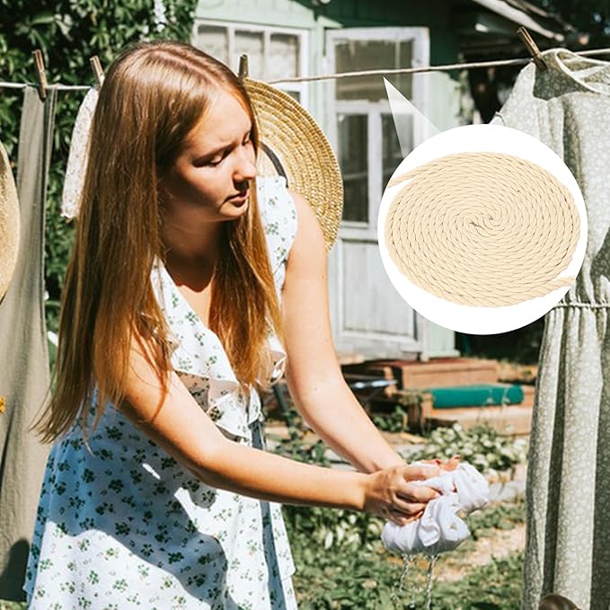 1/4 Inch Diameter White Cotton Rope 328 Feet Rope Composed of Four Strands of Cotton Rope, Soft and Thin Rope for Crafts, Clothesline and Home Interior Decoration