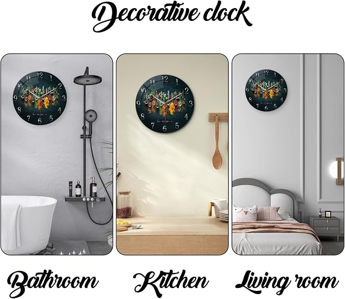 Kitchen Wall Clock Battery Operated 12 Inches Round Decorative Clocks