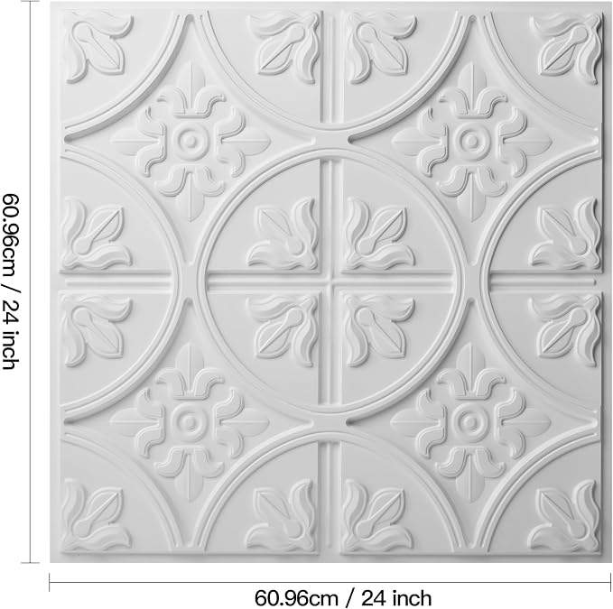 Art3d Drop Ceiling Tiles 24x24in., Wainscoting Panels Glue Up 2ft x 2ft