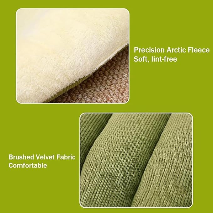 Removable and Washable Winter Closed-Off Cat Bed, Cat Winter Cave, Cute Cat Beds for Indoor Cats, Disassembled Design for Easier Cleaning, with Hair Remover (Green, 22.4 * 14.6 * 11.0 in)