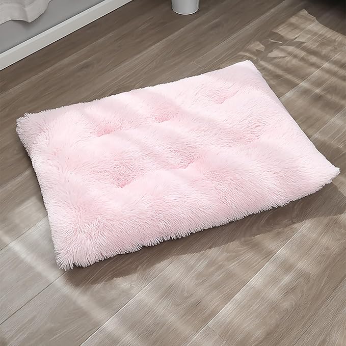 Dog Crate Mat, Dog Bed for Large Dogs, Comfy Fluffy Kennel Pad Anti-Slip for Dog beds & Furniture, Quilted Dog Bed for Pets for Medium/Small Dogs Cats (Color : Pink 3, Size : 48x33)