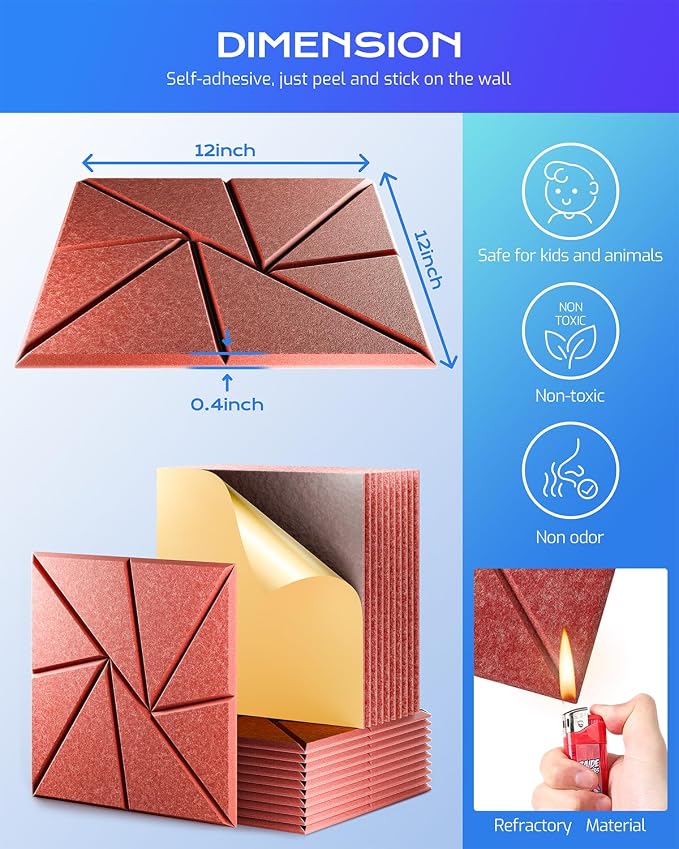 22 Pack Acoustic Panels, Sound Proof Foam Panels