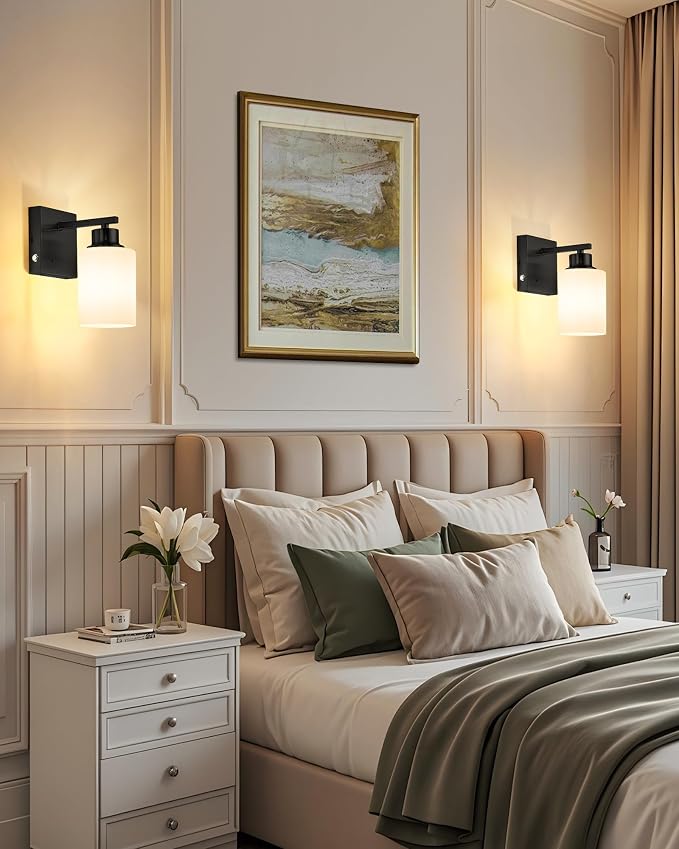 Rayogale Battery Operated Wall Sconce Set of 2, Easy Install Dimmable Wireless