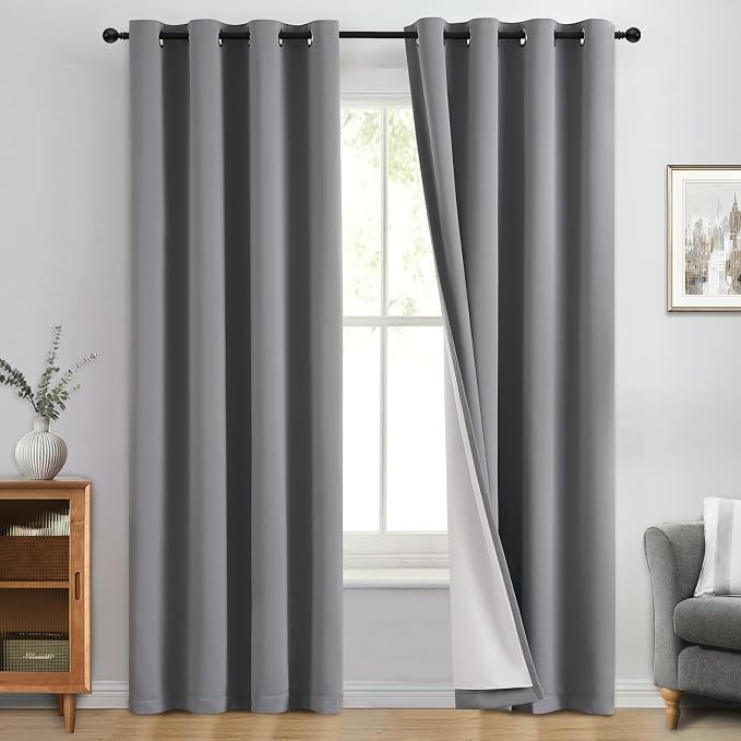 Yakamok 100% Blackout Curtain Panels 96 inches Cold and Light Blocking Drapes