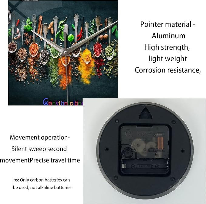 Kitchen Wall Clock Battery Operated 12 Inches Round Decorative Clocks