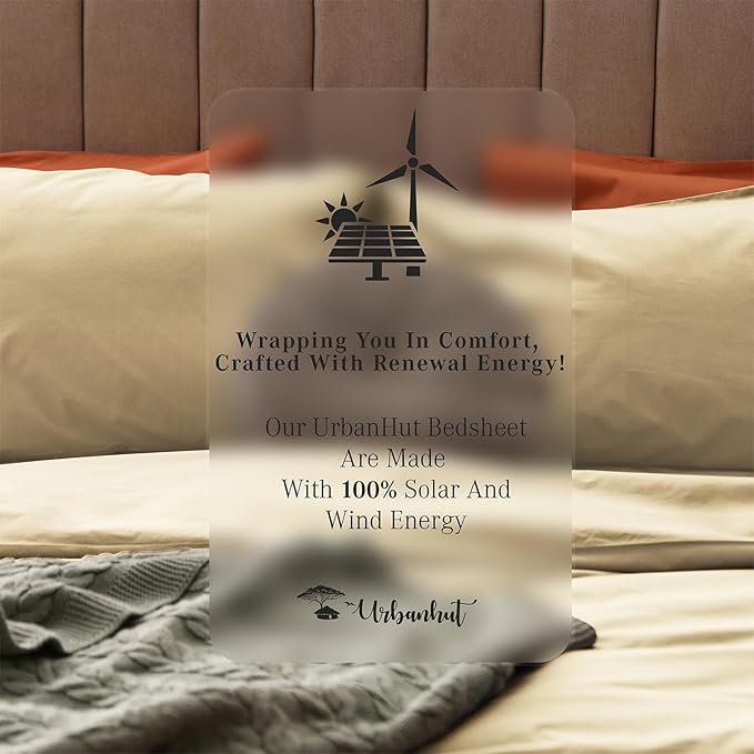 URBANHUT 1000 Thread Count Queen Size Egyptian Cotton Sheets, Long Staple Soft & Breathable, 4 Pc Bed Sheet Sets, Luxury Hotel Sateen Sheets Fits 16" Deep Pocket - Sand
