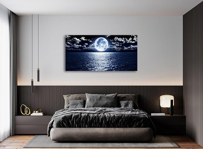Cao Gen Decor Art S06975 Wall Art Canvas Prints Moon Sea Ocean Landscape 1