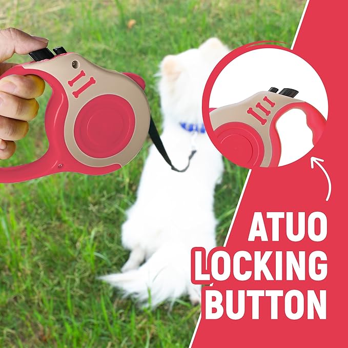 Retractable Dog Leash Automatic Telescopic Tractor Dog Tape, Pet Tape 10/16 FT Durable and Convenient, with Folding Bowl, Dispenser, Rubbish Bags, Suitable for Small and Medium Dogs