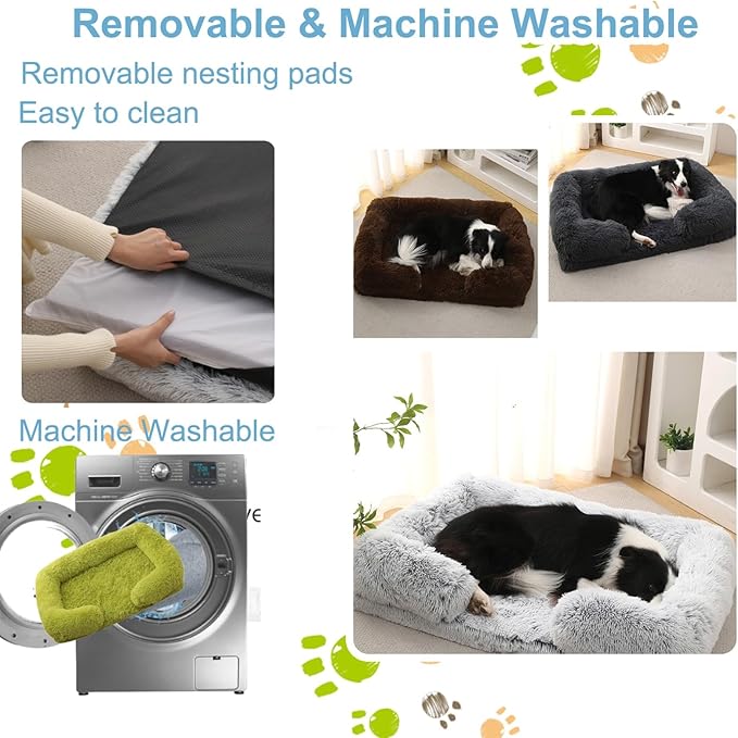 Dog Beds Large Sized dog Orthopedic, Sofa Dog Bed with Waterproof Lining and Nonskid Bottom, Rectangle Washable Dog Bed for Medium Small Dogs and Cats Comfortable ( Color : Green , Size : 43 x 27" )