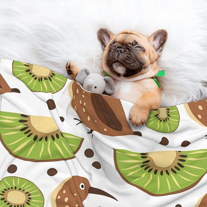 Kiwi Birds Kiwi Fruit Slices Dog Blankets for Small Dogs, Puppy Blanket Cute Pet Blanket for Dog, Puppy, Cat, Kitten Small