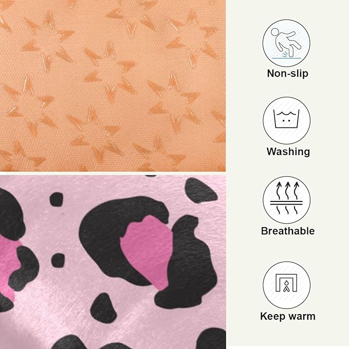 Pink Leopard Print Pet Bed Cute Dog Bed Mat Absorbing Non Slip Pad Pet Sleeping Mat for Small, Medium, and Large Dogs Puppy Cat 24 in x 18 in