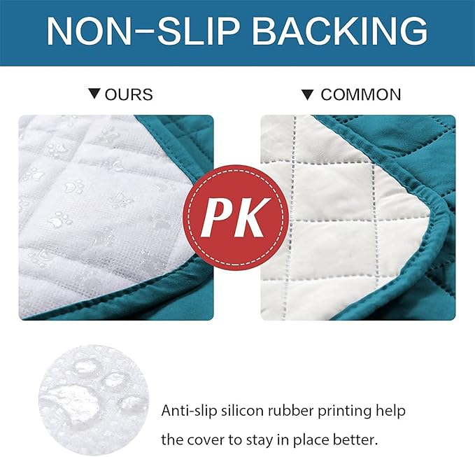 Dog Bed Cover Waterproof Microfiber Quilted Mattress Cover Pet Mat Silicon Non Slip 9 Size Furniture Protectors for Bed Sofa Couch (102 x 127 cm/40 x 50 in,Deep Blue)
