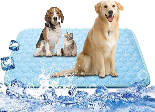 Cooling Mat for Large Dogs, Thick Breathable Dog Cooling Mat Q-MAX>0.45, Cooling Bed Chill Cool Fiber & Non-Slip Bottom Cold Crate Pad Kennel Bed for Dog Puppy and Cat, Non-Toxic, Foldable & Washable