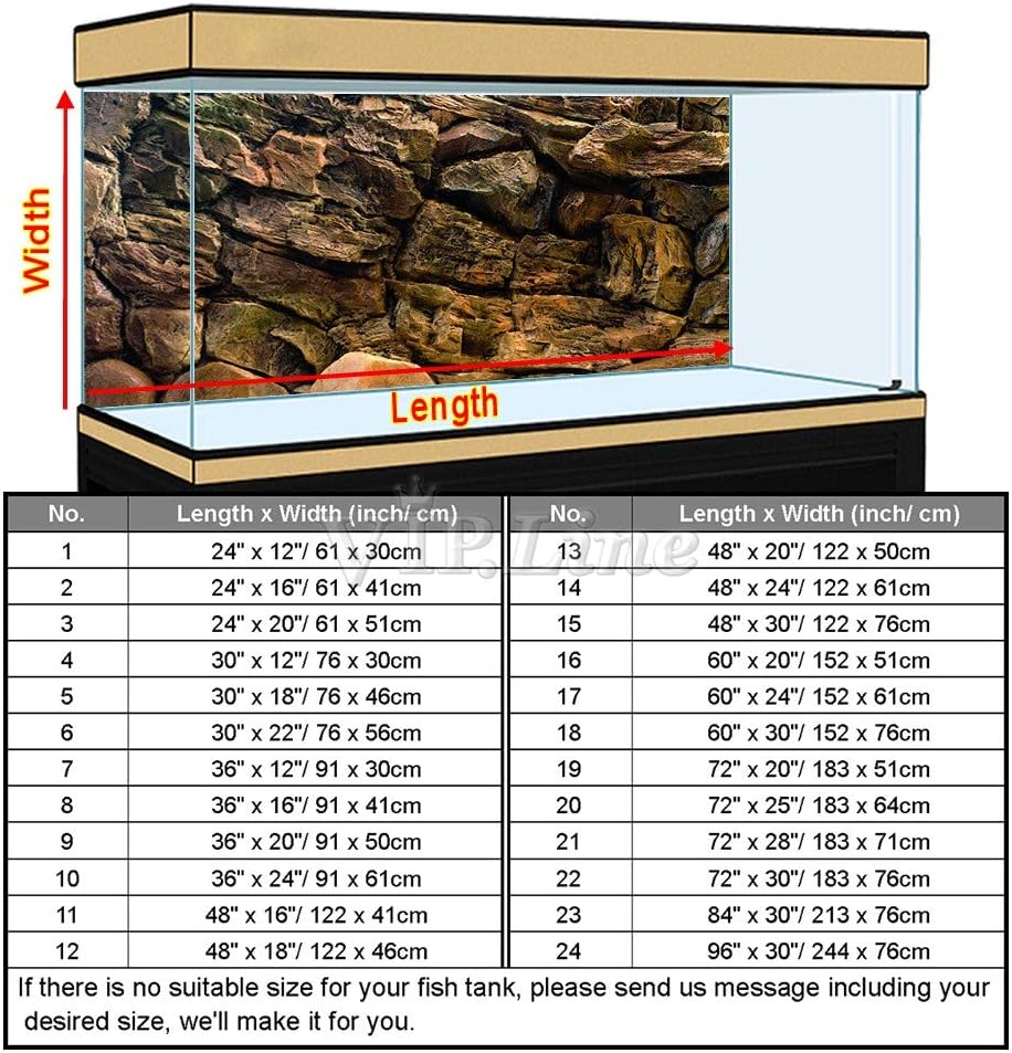 Rock Wall Aquarium Background Poster PVC Fish Tank Decor Landscape 24 36 48 72 (30" x 12"/ 76 x 30cm)