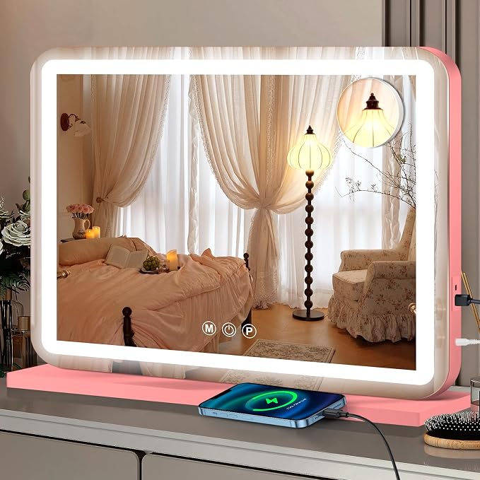 Ratsamee 23"x18" Pink Vanity Mirror