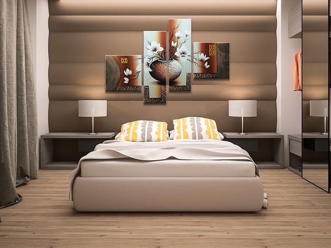 Wieco Art Huge Size Artwork 4 Panels 100% Hand-painted Modern Canvas Wall Art