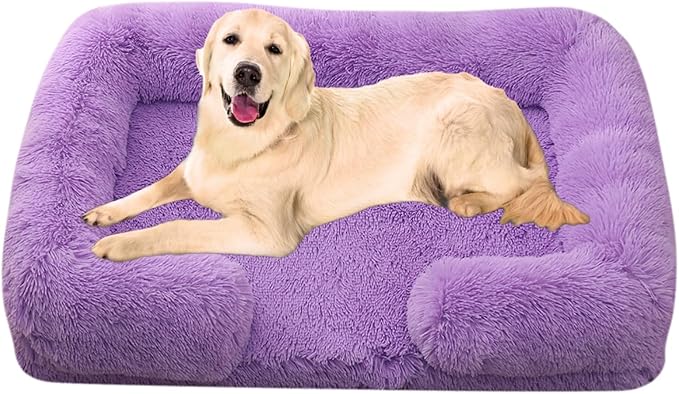 Dog Beds Large Sized dog Orthopedic, Sofa Dog Bed with Waterproof Lining and Nonskid Bottom, Rectangle Washable Dog Bed for Medium Small Dogs and Cats Comfortable ( Color : Purple , Size : 23 x 18" )