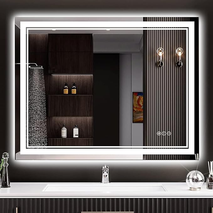 30x36 LED Bathroom Mirror with Lights, Backlit and Front Lit Anti-Fog Lighted