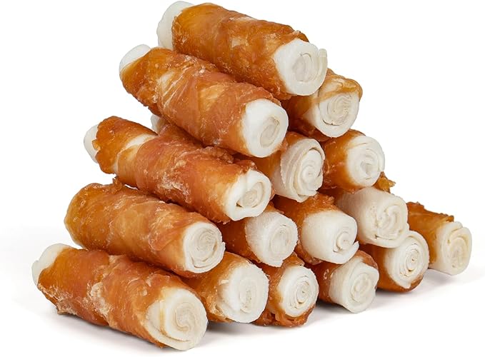 MON2SUN Dog Treats, 2.5 Inch Chicken Wrapped Rawhide Rolls, Teeth Cleaning Chews with High Protein for Small Dogs, 10.6 oz (16 Count - Pack of 1)