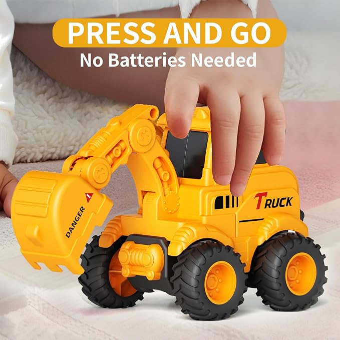 Olbyefly Construction Toys for 2 3 4 5 6 + Year Old Boys Kids Toddlers Girls, Sandbox Excavator Toy Trucks Construction Truck Toys Vehicles Bulldozer Road Roller Toy Christmas Birthday Gifts for Boys