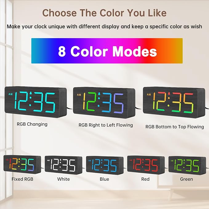 DreamSky Wooden Digital Clock for Bedroom Desk