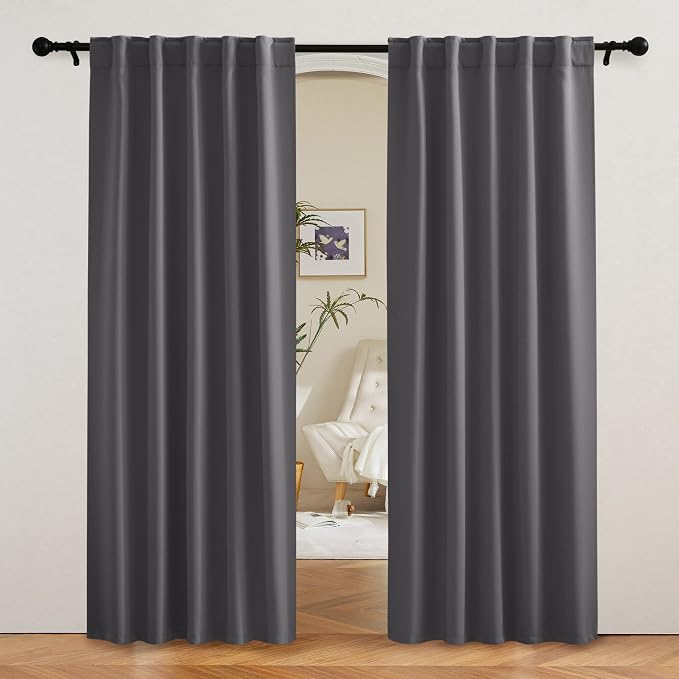 RYB HOME Blackout Curtains 80 inches Long Thermal Insulating Large Window