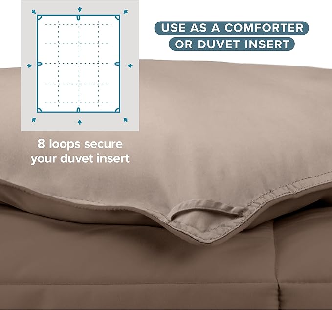 Bare Home Full Comforter - Reversible Colors - Goose Down Alternative - Ultra-Soft - Premium 1800 Series - All Season Warmth - Bedding Comforter (Full, Cocoa/Taupe)