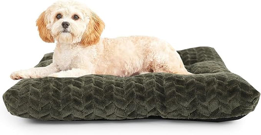 Dog Crate Mat for Dog Cages Olive Green Dog Bed for Small Dogs 24 Inch Dog Crate Bed Washable Dog Mats for Sleeping,Up to 25 lbs Soft and Fluffy Small Dog Bed for Crate Tire Printing Olive Green S.