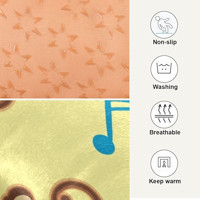 Pet Bed Dancing Monkey Music Notes Dog Bed Mat Absorbing Non Slip Pad Pet Sleeping Mat for Small, Medium, and Large Dogs Puppy Cat 36 in x 24 in