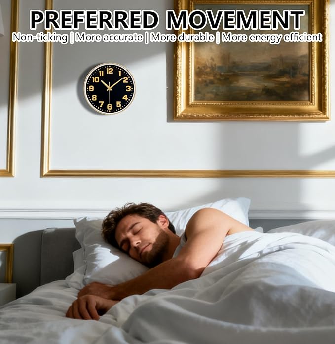 Modern Silent Wall Clock, 10inch Non-Ticking Analog Battery Operated Clock