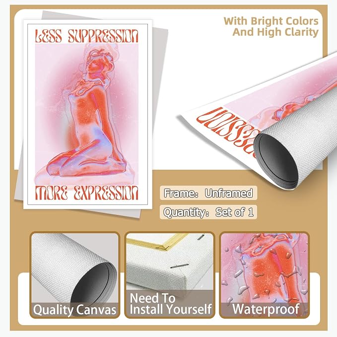 Liyark Spiritual Affirmation Art Poster Pink Woman Canvas Wall Art Aesthetic