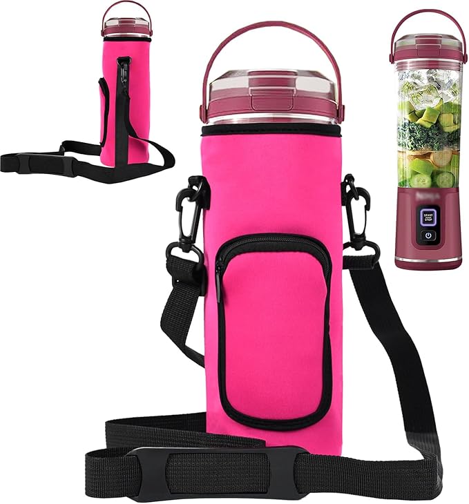 Storage Bag for Ninja Portable Blender Dust Cover Sleeve with Adjustable Shoulder for Ninja BC151NV/BC51NV/BC151BK/BC151CR/BC151EM/ BC151PR/BC151WH/BC155PS Blast Portable Blender (Rose)
